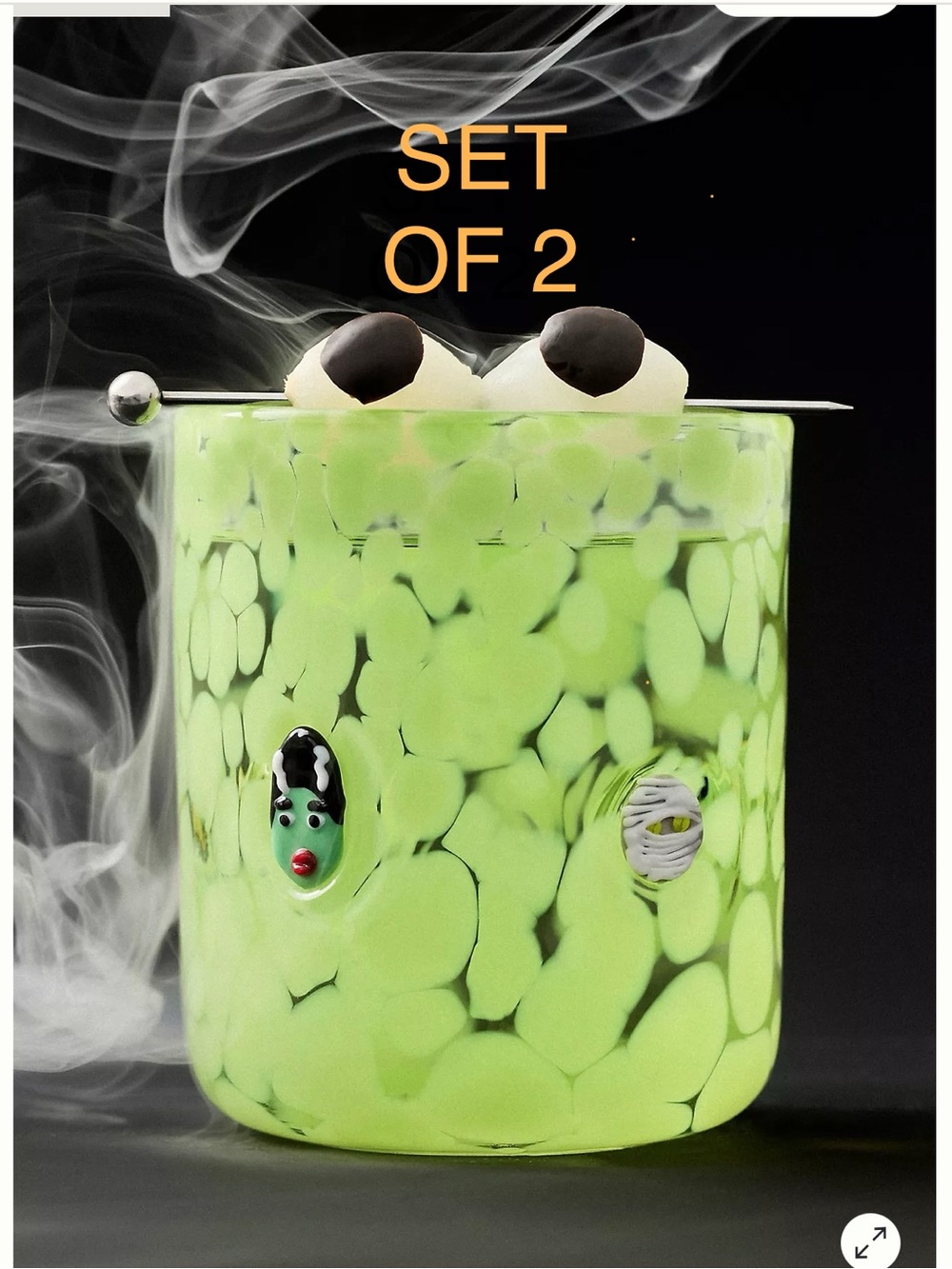 SET OF 2 NEW Anthropologie Frankenstein Mystic Juice Glasses